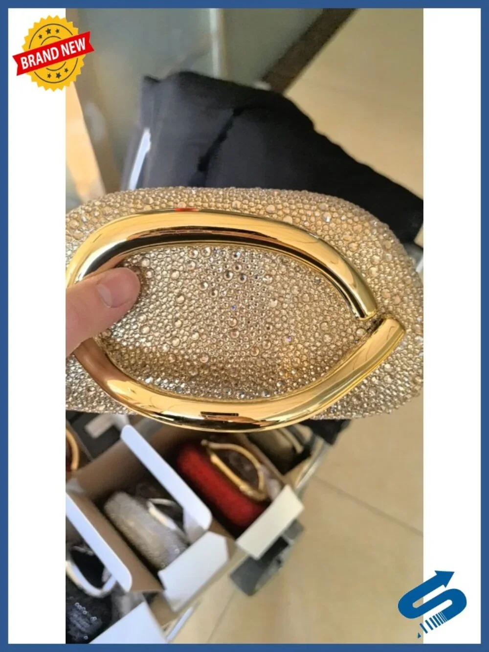 Mini Rhinestone Clutch Purse Evening Bag Wedding Crystal Clutch Chain Strap